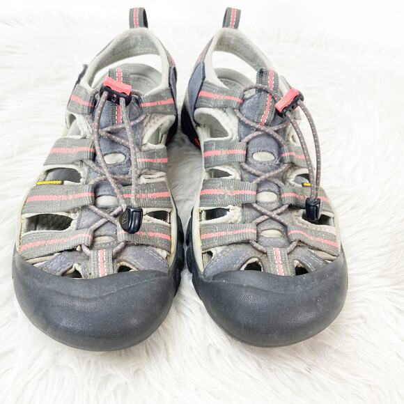Keen 8.5 Womens Gray Coral Pink Newport H2 Strappy Walking Hiking Sandals - Picture 8 of 16